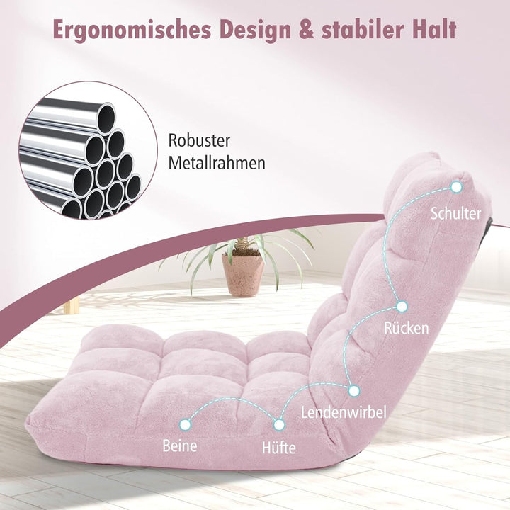 GOPLUS Bodenstuhl, Bodensofa mit Rückenlehne, Bodensessel mit Schlaffunktion, Floor Chair, Lazy Sofa