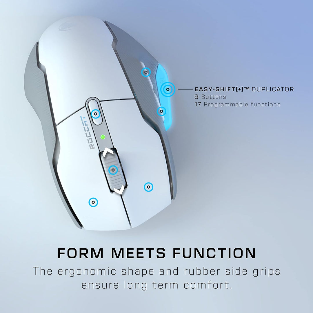 Roccat Kone Air – Kabellose Gaming-Maus mit 800 Stunden Akkulaufzeit, 19.000 DPI Optical-Sensor, dop