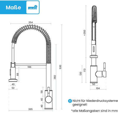 Bächlein Küchenarmatur Nedo – 360 Grad schwenkbar (matt schwarz) – Einhand-Spültischbatterie aus Ede