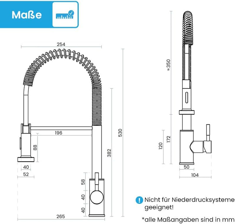 Bächlein Küchenarmatur Nedo – 360 Grad schwenkbar (matt schwarz) – Einhand-Spültischbatterie aus Ede