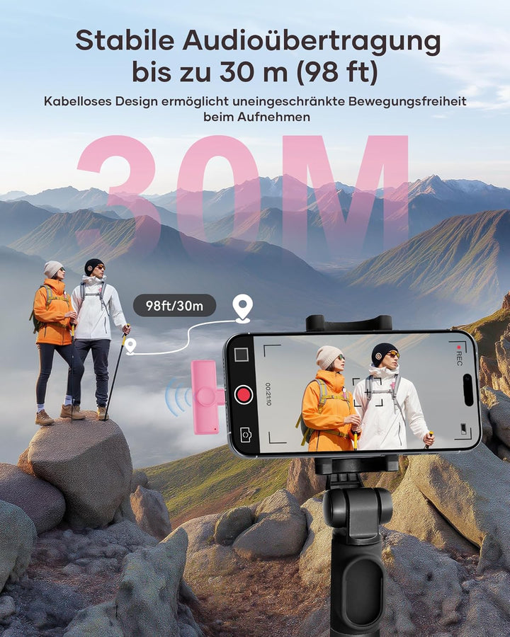 CZOCPOS Kabelloses Lavalier Mikrofon 2er Set, Mini Mikrofon für Phone, Pad & Android Handy, Mikrofon