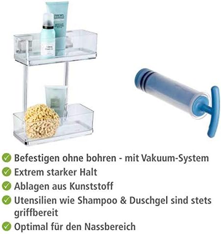 WENKO Vacuum-Loc® Badezimmer Wandregal Quadro Duo, ohne Bohren, mit 2 Etagen, rostfreie Edelstahl Ha