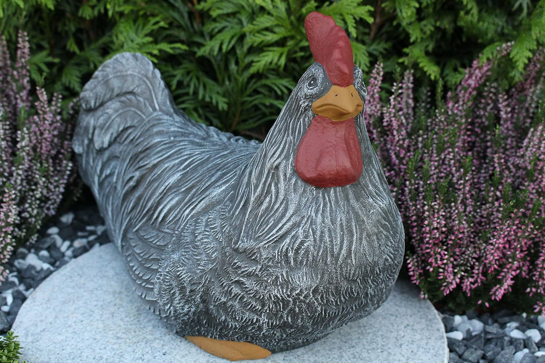 STEINFIGUREN SPICKER Steinfigur Huhn, Henne, Hahn 2er Set 135/1, 180/1 Gartenfigur Steinguss Tierfig