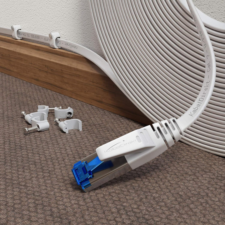 KabelDirekt – LAN Kabel flach, bruchfest konstruiert – 20m (CAT7 Kabel & Netzwerkkabel, 10 Gbit/s, b