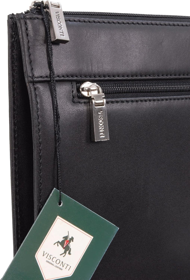 VISCONTI - Leder - A4 Reissverschluss Konferenzmappe Schreibmappe - BOND - (18238) - Schwarz, Schwar