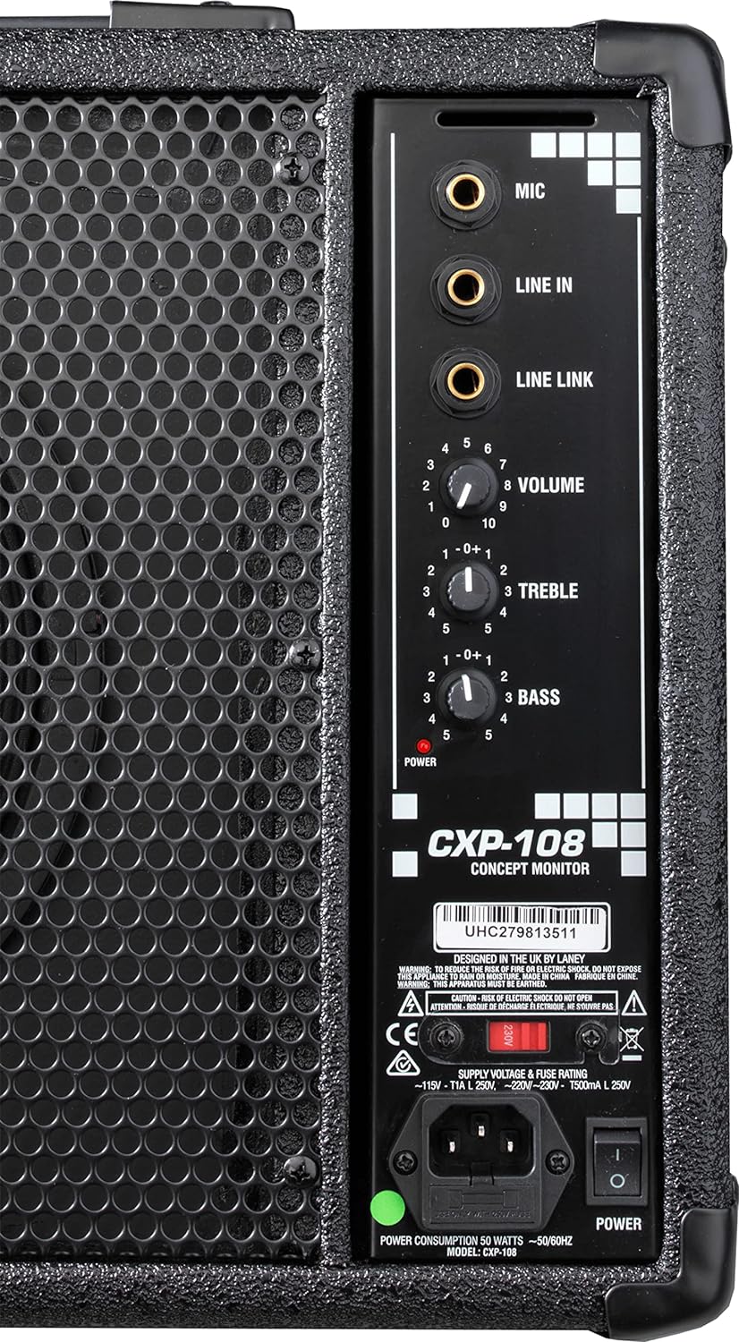 Laney CONCEPT Series CXP-108 - Active Stage Monitor - 80W - 8 inch Coaxial Woofer,Black Active 80W,