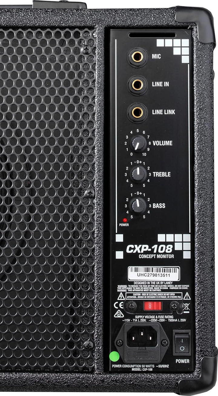 Laney CONCEPT Series CXP-108 - Active Stage Monitor - 80W - 8 inch Coaxial Woofer,Black Active 80W,