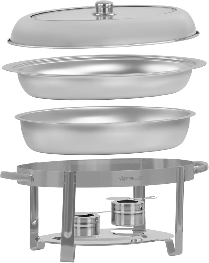 Mahlzeit Edelstahl Chafing Dish oval 5 Liter | Speisenwärmer rund, Wärmebehälter, Warmhaltebehälter