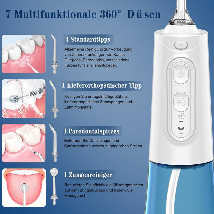 SURFOU Munddusche Kabellos Water Flosser for Teeth, Elektrische Zahnzwischenraumreiniger Oral Irriga