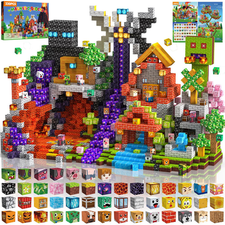 Magnetische Bausteine 330 PCS 2CM Magnetbausteine für Kinder ab 3 Jahre Magnetic Blocks, Spielzeug M