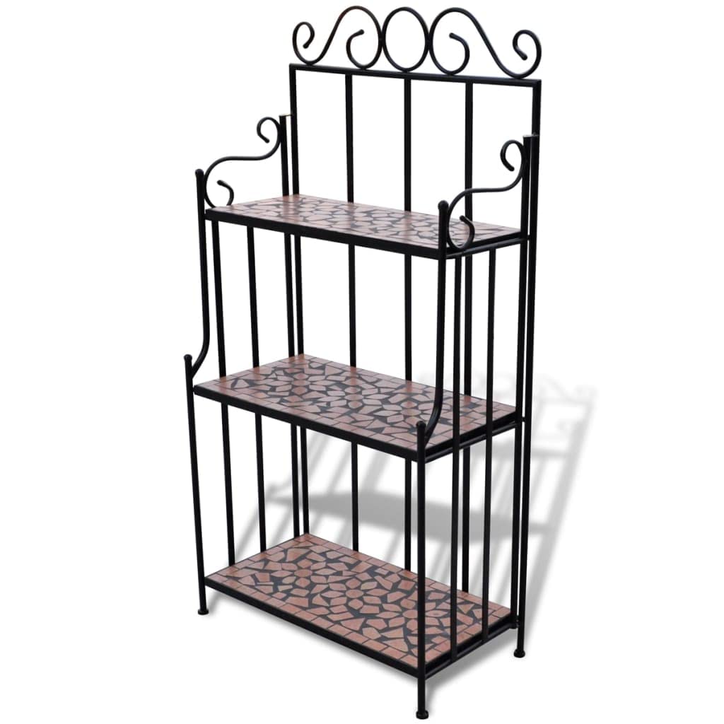 vidaXL Wandregal Mosaik Standregal Pflanzregal Garten Blumenregal Blumentreppe Terracotta und Schwar