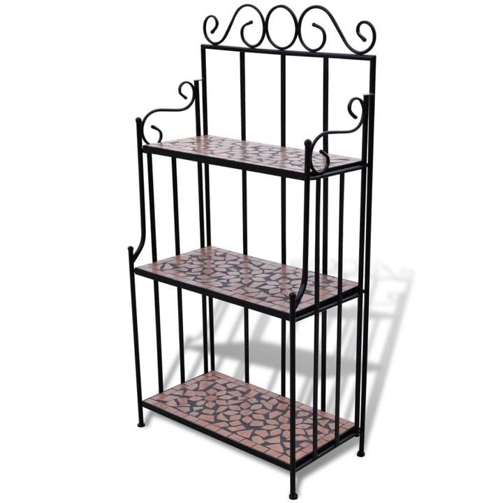 vidaXL Wandregal Mosaik Standregal Pflanzregal Garten Blumenregal Blumentreppe Terracotta und Schwar