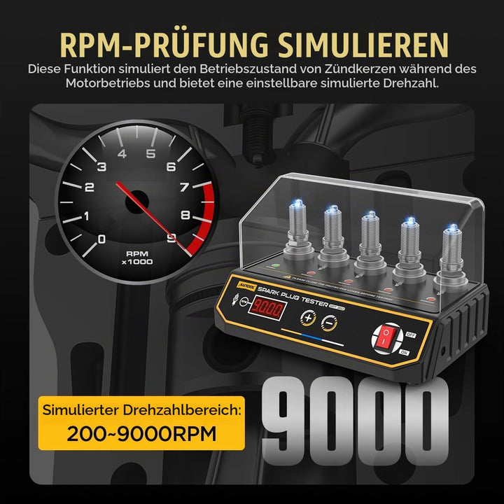 AUTOOL SPT360 Auto Zündkerze Tester, Kfz Zündkerzendetektor Zündkerzen-Systemanalysator mit 5 einste