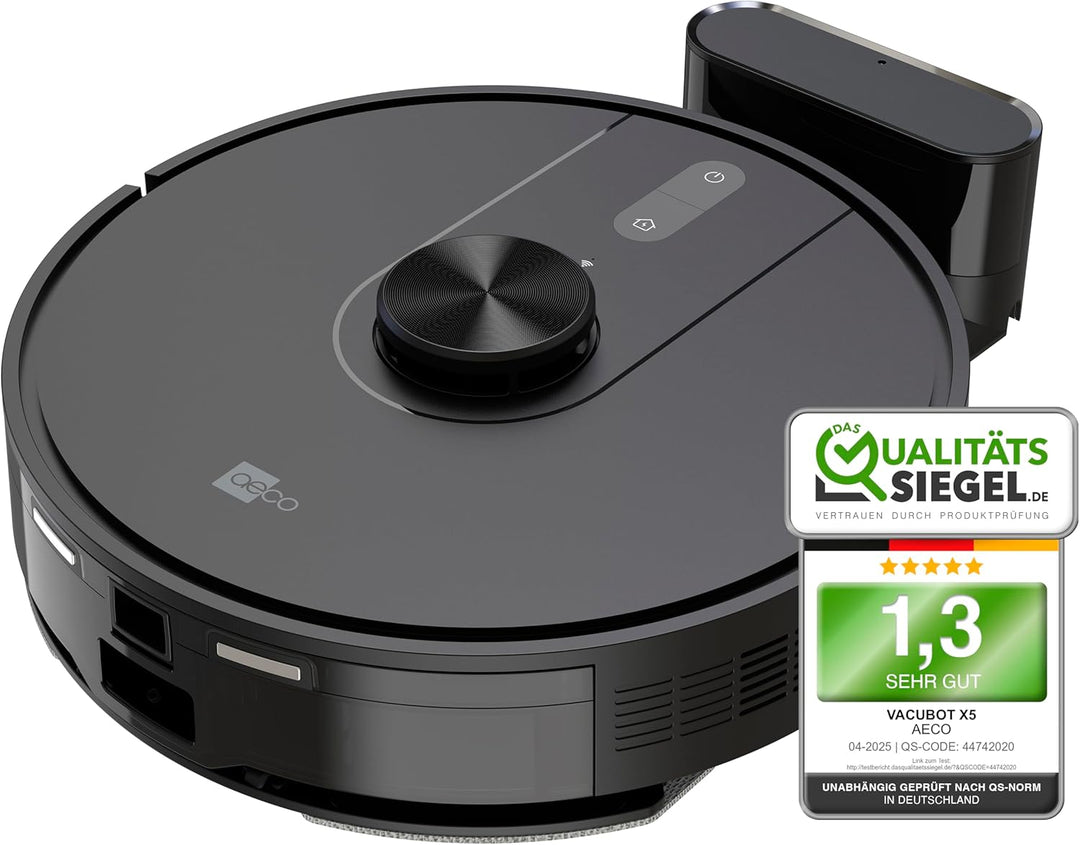 aeco VacuBot X5 Saugroboter mit Wischfunktion (5000 Pa, ideal für Tierhaare, LiDAR Laser Navigation,