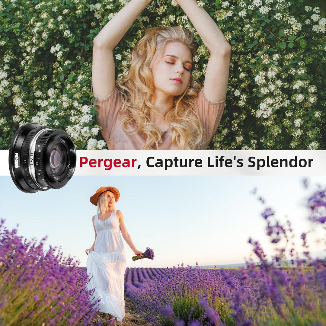 Pergear 25mm F1.7 Objektiv X Mount für Fujifilm, Manueller Fokus mit Grosser Blende Objektiv Fuji X