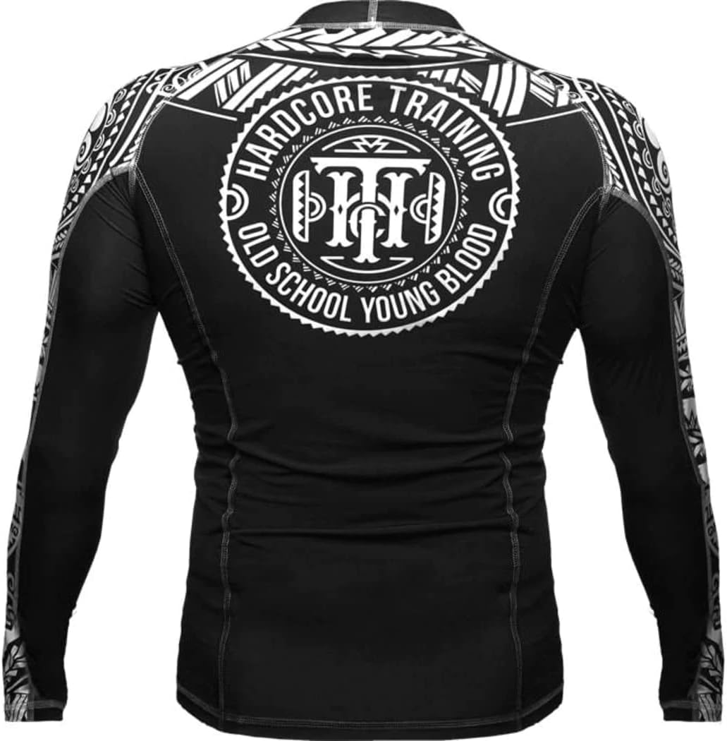 Hardcore Training Herren Manner Rashguard Kompression Lange Armel Jiu Jitsu MMA No-Gi Enge BJJ Grapp