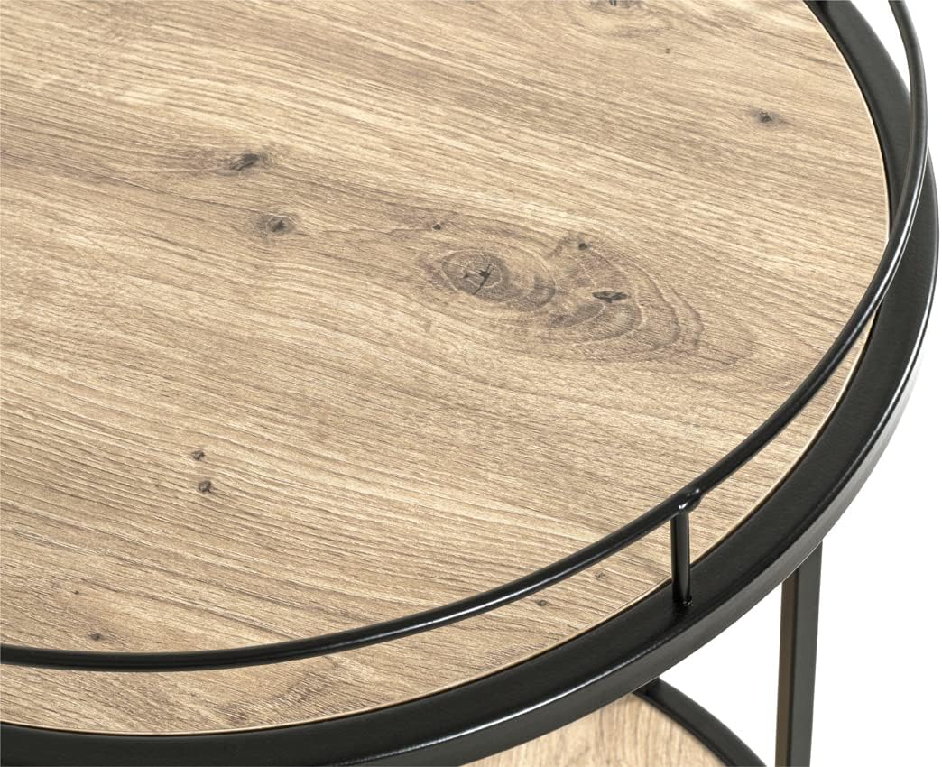 HAKU Möbel Beistelltisch auf Rollen, MDF, schwarz-eiche, Ø 45 x H 60 cm Schwarz-eiche T 45 x B 45 x