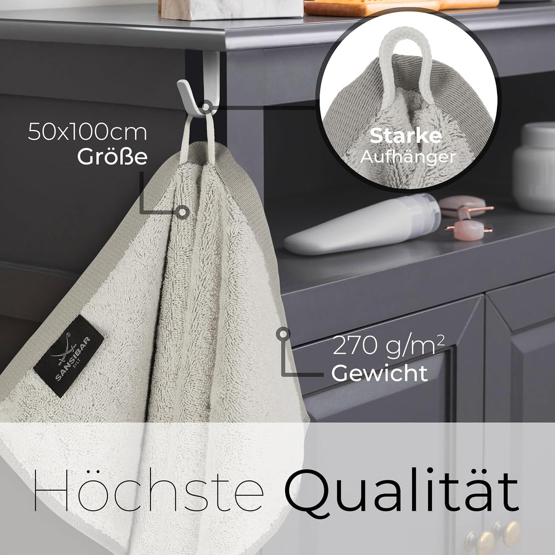 Sansibar Handtuch 6er Set 50x100 cm 100% Baumwolle Doubleface Frottiertuch gestreifte Borde Zweifarb