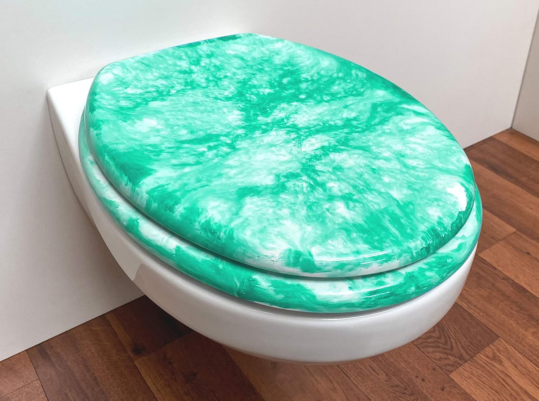 ADOB Toilettensitz, WC Sitz Klobrille Marmor grün, Edelstahlscharniere, Grün, Marmor Grün