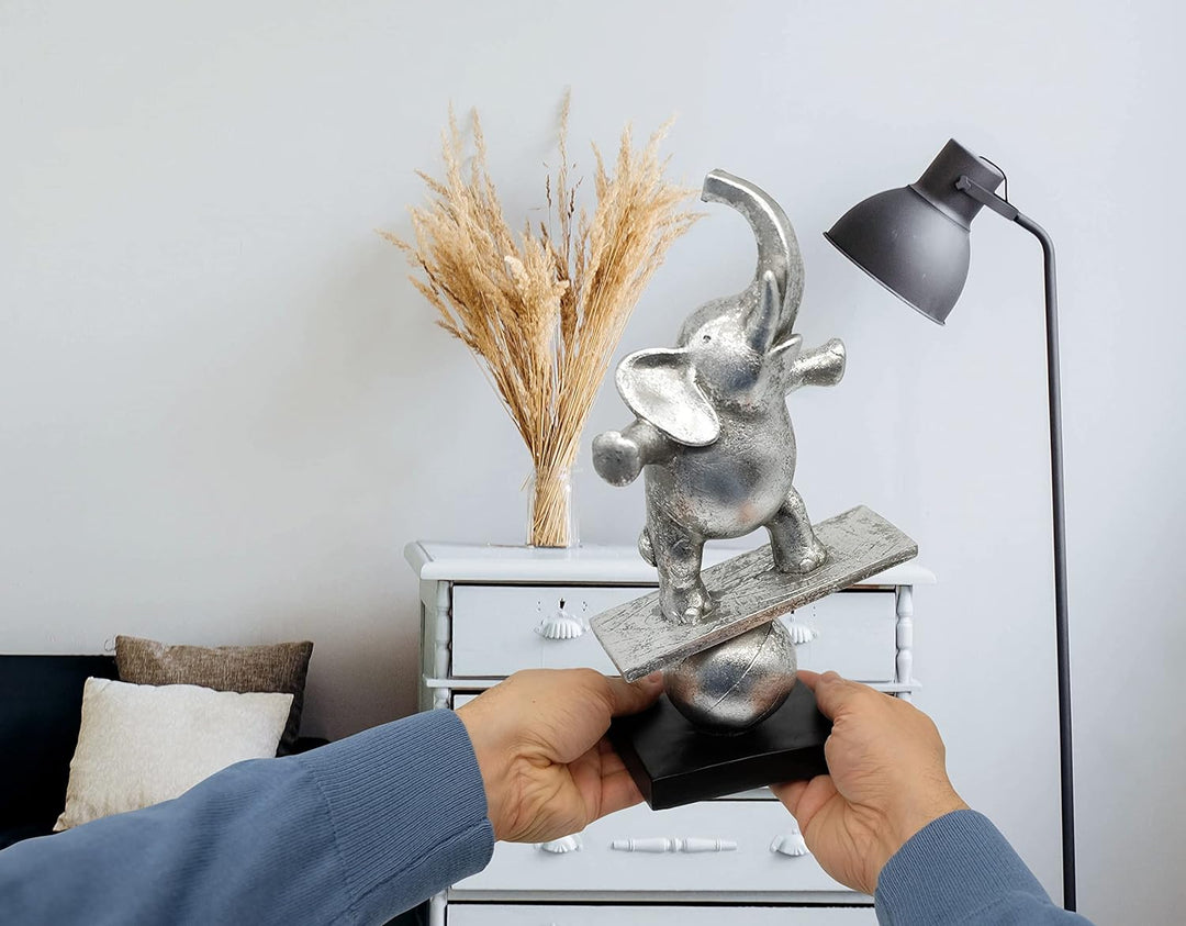 FeinKnick Skulptur “Lebenskünstler” - inspirierende & Moderne Elefanten Dekoration aus Kunststein 30