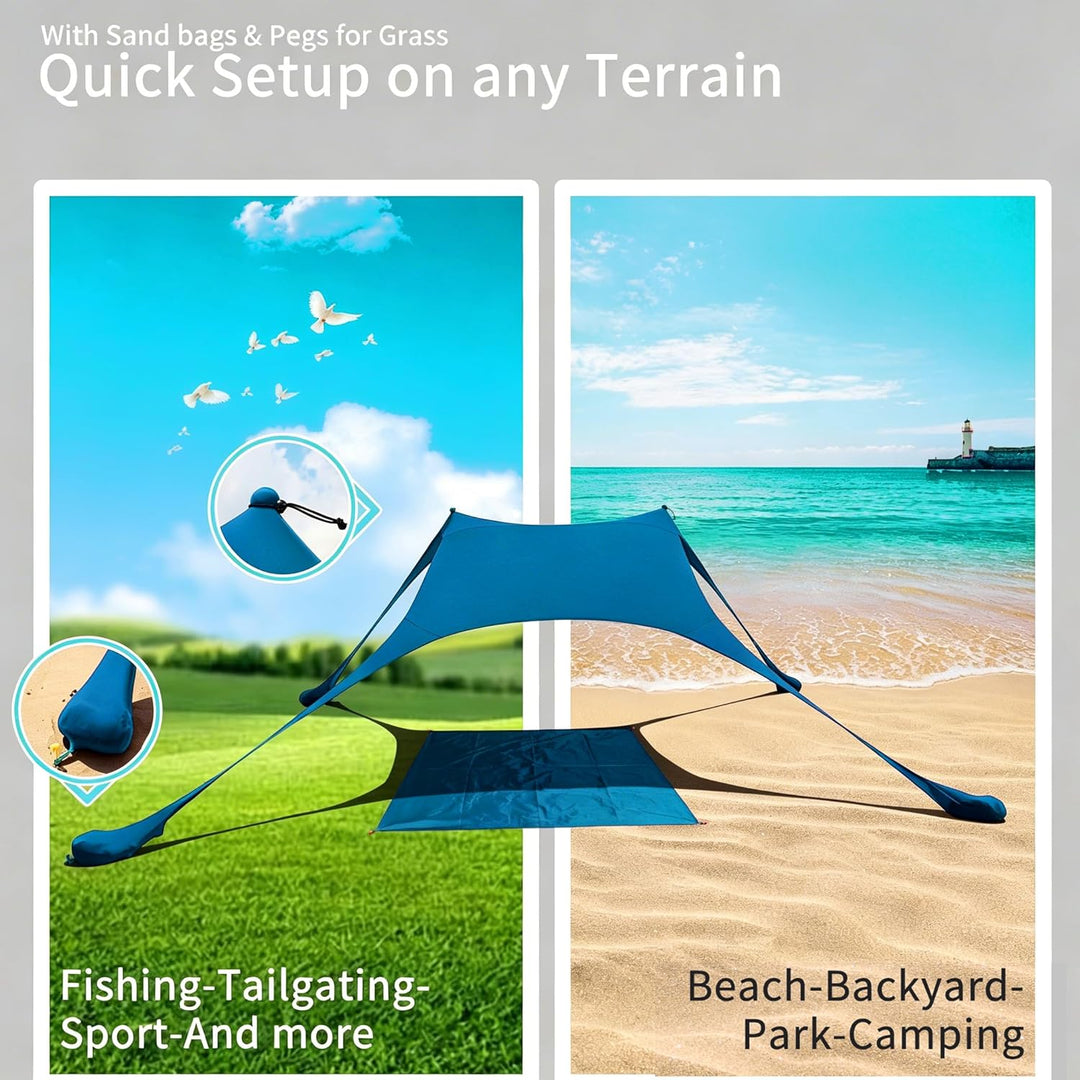 Strandzelt, Pop-Up, 2x2.1 m, LSF 50, Lycra, Sonnenschutz, für den Aussenbereich, Anti-Wind, Sonnensc
