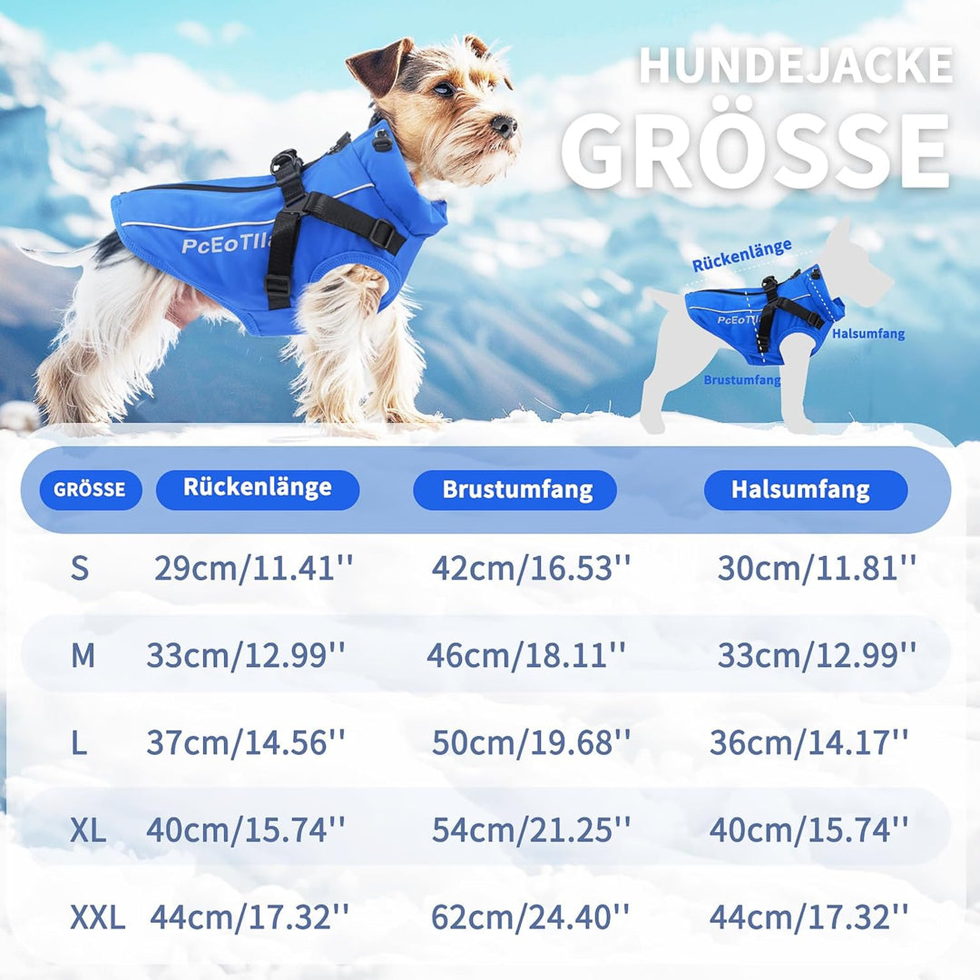 PcEoTllar Wasserdichter Hundemantel für kleine Hunde, warme reflektierende Jacke mit Geschirr für de