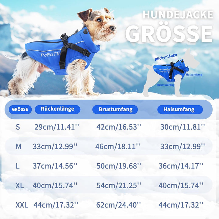 PcEoTllar Wasserdichter Hundemantel für kleine Hunde, warme reflektierende Jacke mit Geschirr für de