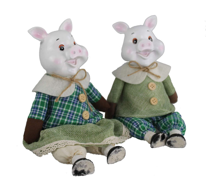 GMMH Design Neues Jahres Symbol 2019 Osterhase Paar Osterdeko Ostern Dekoration Figur (Schwein 25 cm