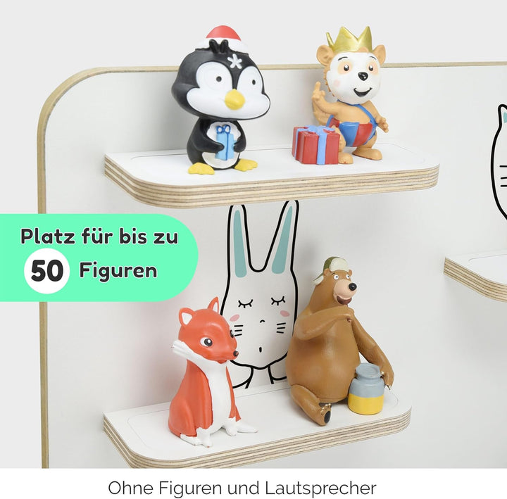 stadtecken Holzregal für Musikbox I Geeignet für die Toniebox und ca. 50 Tonies I Perfekte Tonie Auf