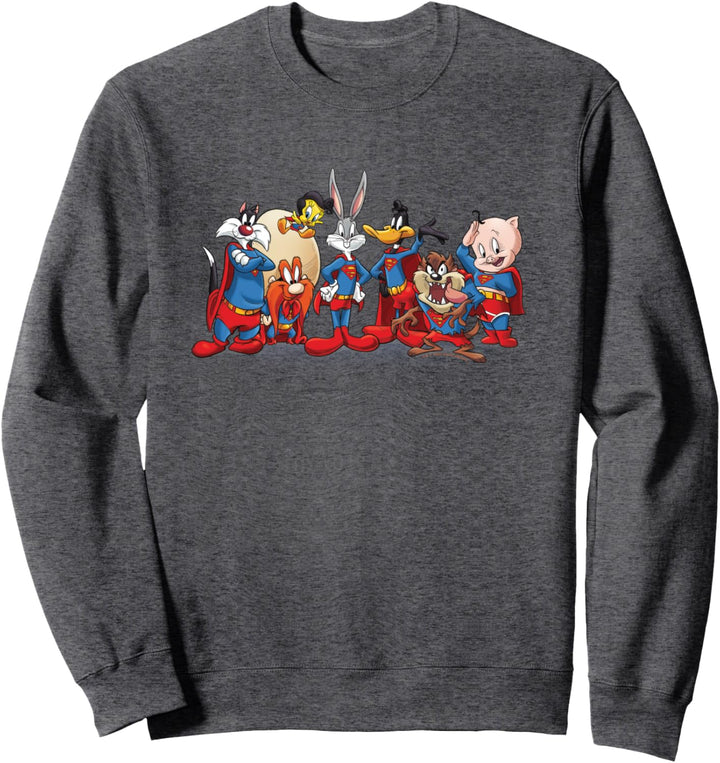 WB 100: Looney Tunes Superman Mashup Group Bugs, Taz, Daffy Sweatshirt