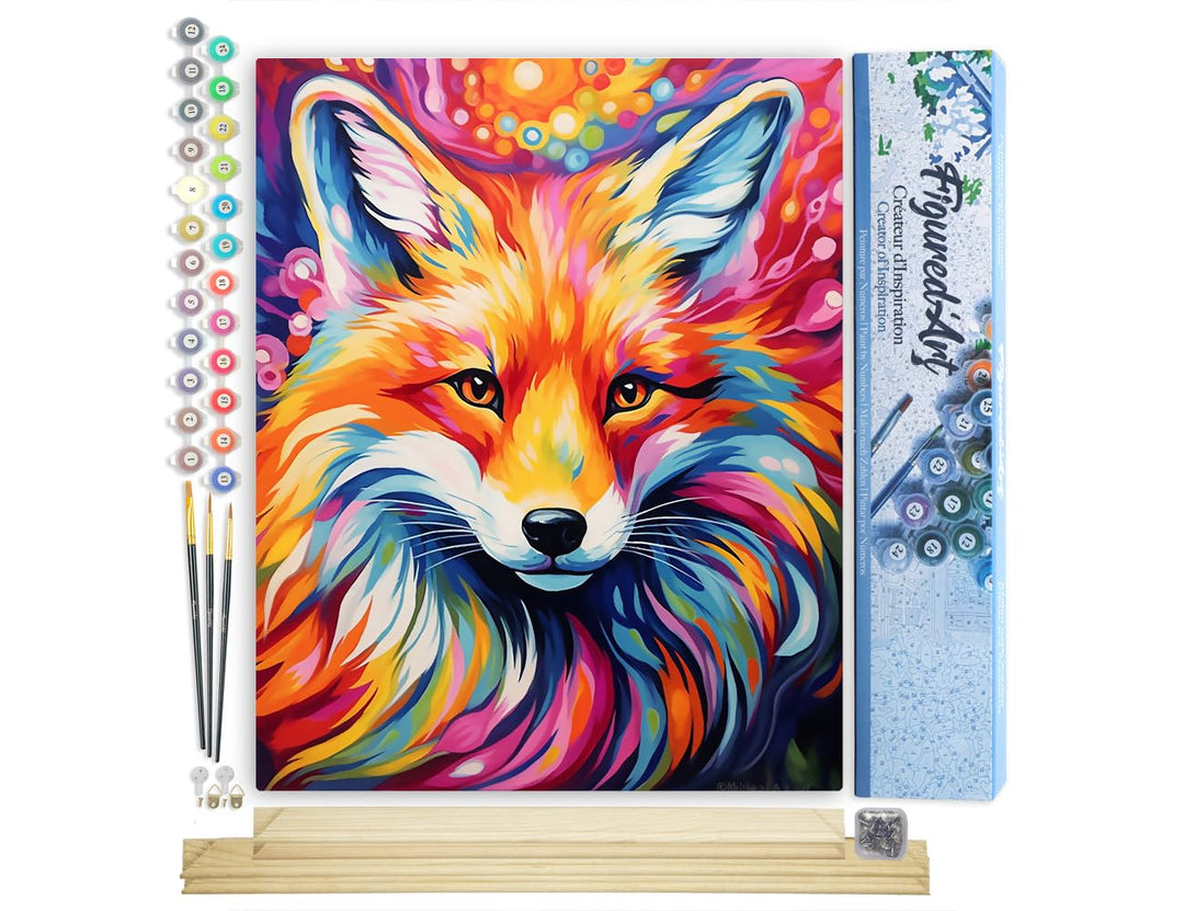 Figured'Art Malen Nach Zahlen Erwachsene Mit Rahmen Fuchs Farbenfroh Abstrakt - Paint by Numbers Bas