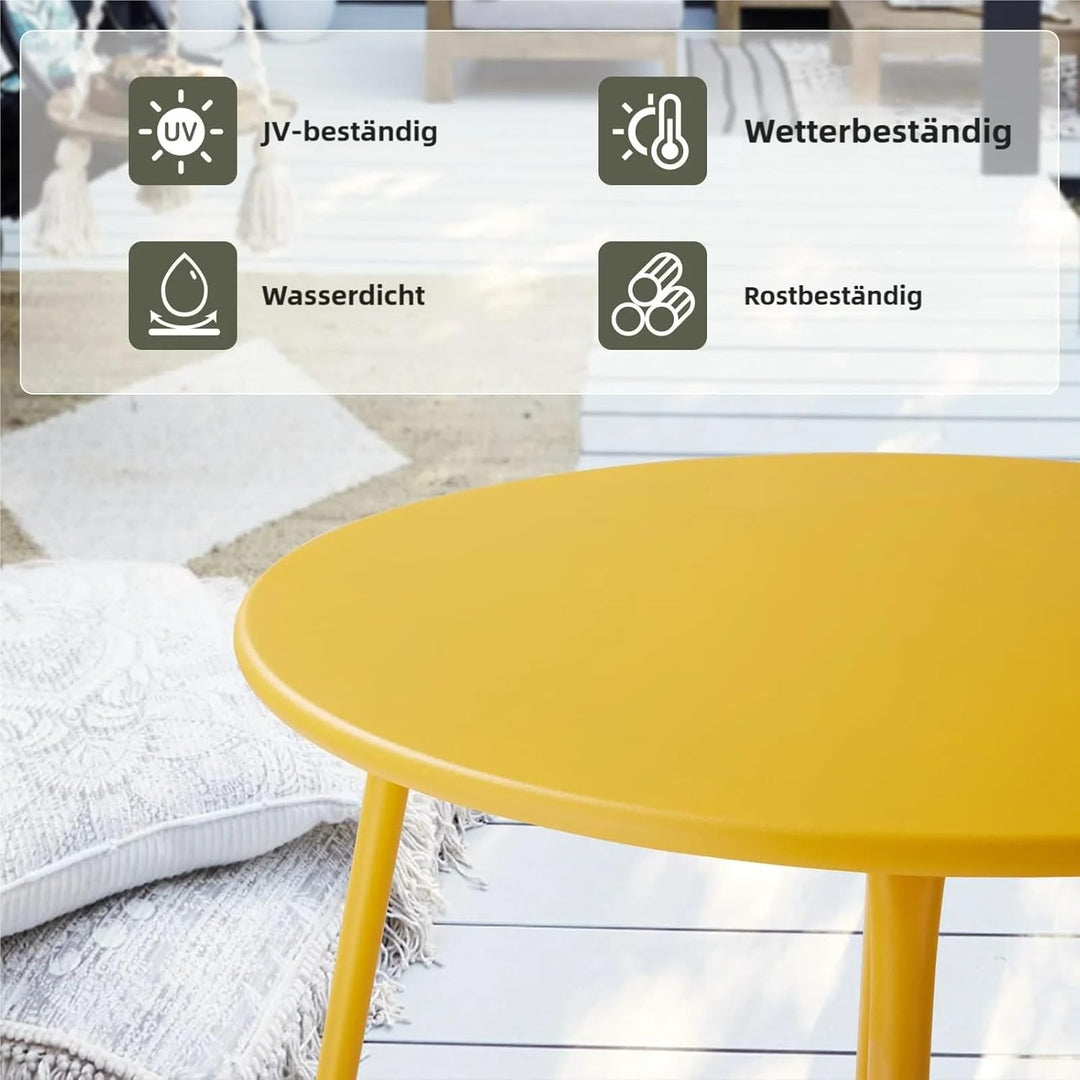 Kleiner Beistelltisch Metall, Garten Beistelltisch Rund, Couchtish & Kaffeetisch mit Verstellbarer T