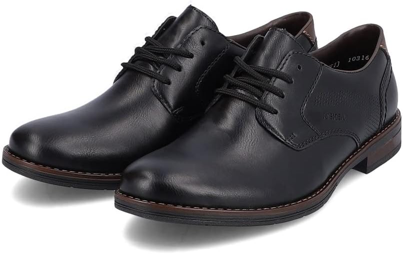 Rieker Herren Businessschuhe 10316, Männer Schnürschuhe 42 EU Schwarz, 42 EU Schwarz