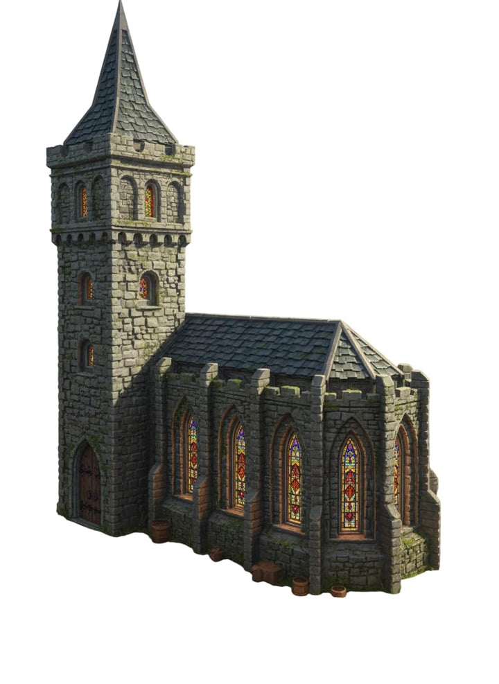 Gotische Dorfkirche Bausatz – 28mm Gelände Miniatur Gebäude aus PLA, 3D-Druck Kirche &amp; Kapelle Scatt
