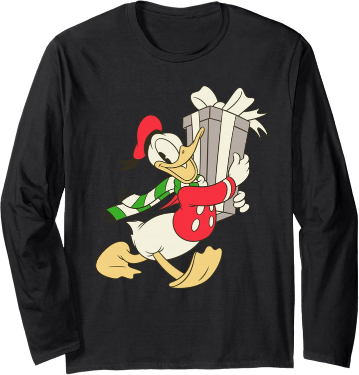 Disney Vintage Donald Duck with Holiday Present Langarmshirt