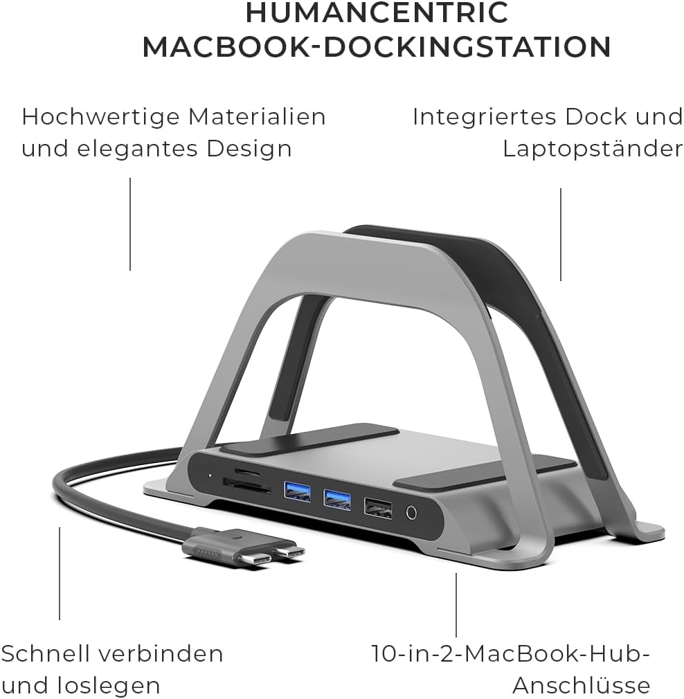 HumanCentric USB C Hub für MacBook, Laptop Dockingstation und MacBook Ständer Kompatibel mit MacBook