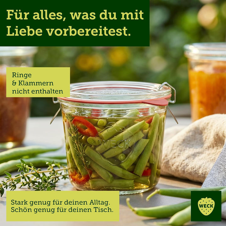 Weck Gläser 280ml – 6er Set mit Deckeln – Sturzform – robuste, stapelbare Einkoch- &amp; Einweckgläser -