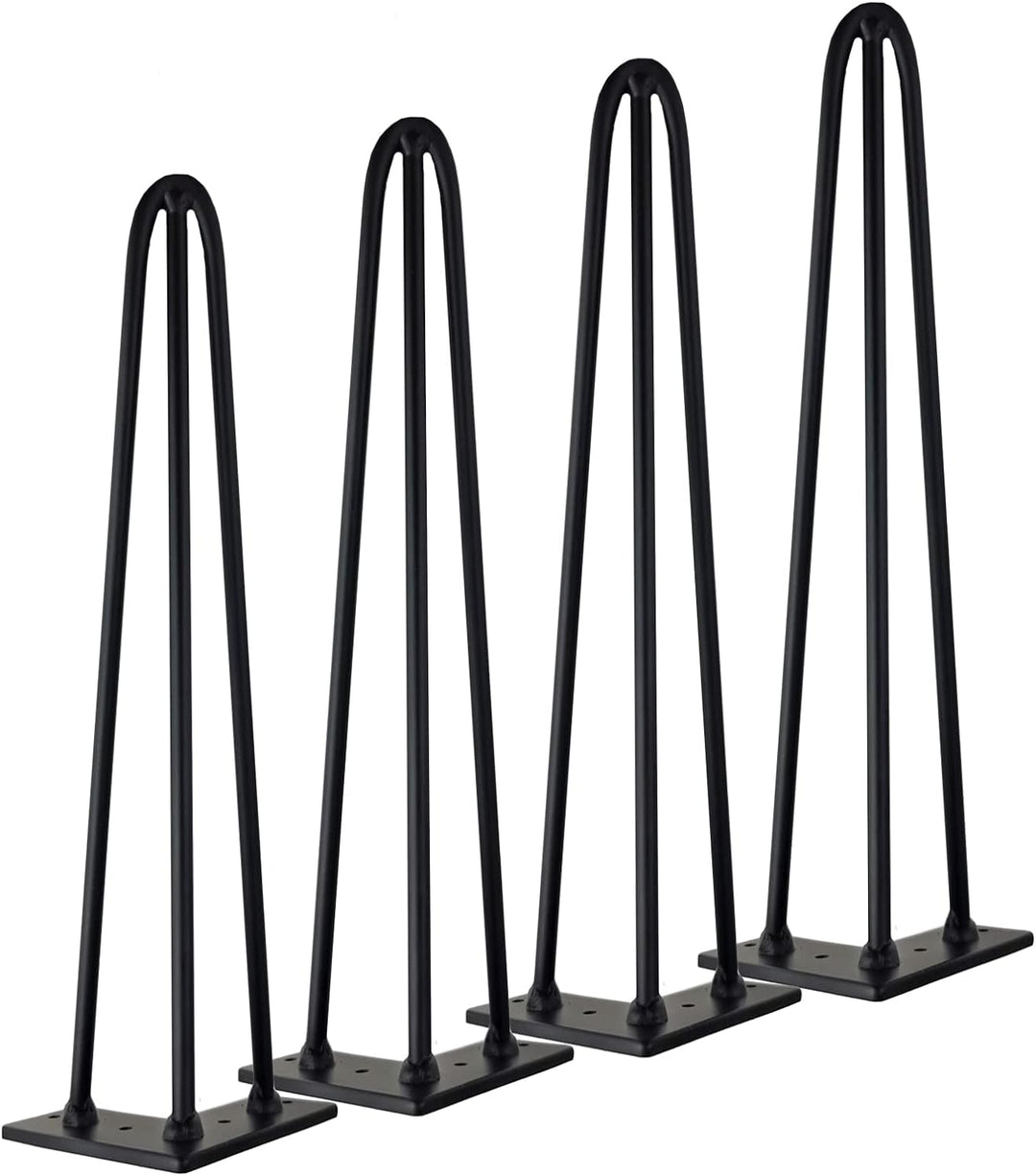 Qrity Haarnadel Tischbeine, 3-Stangen Haarnadel Füsse, DIY Black Hairpin Couchtisch Beine Heavy Duty