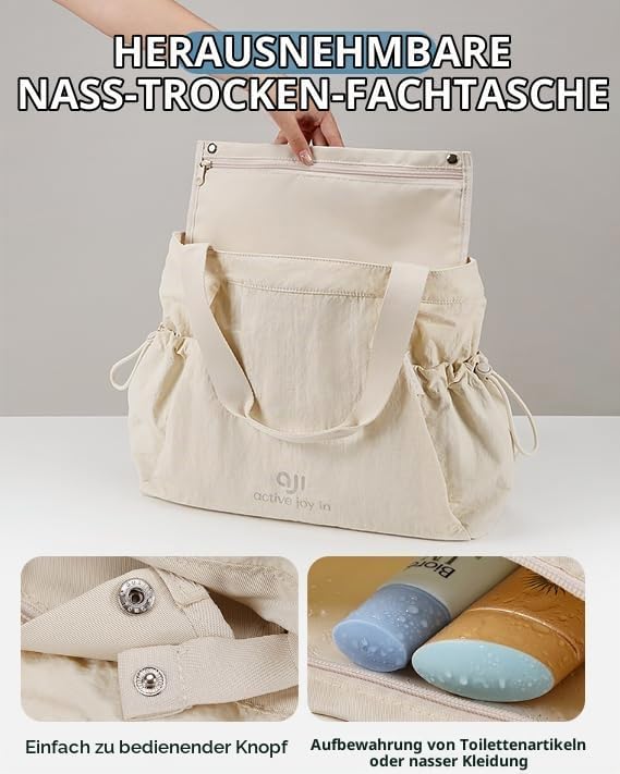 aji Yogatasche, Yoga Tasche mit Nass- und Trockenaufbewahrungstasche und Vielen Fächern, Yogamatte T