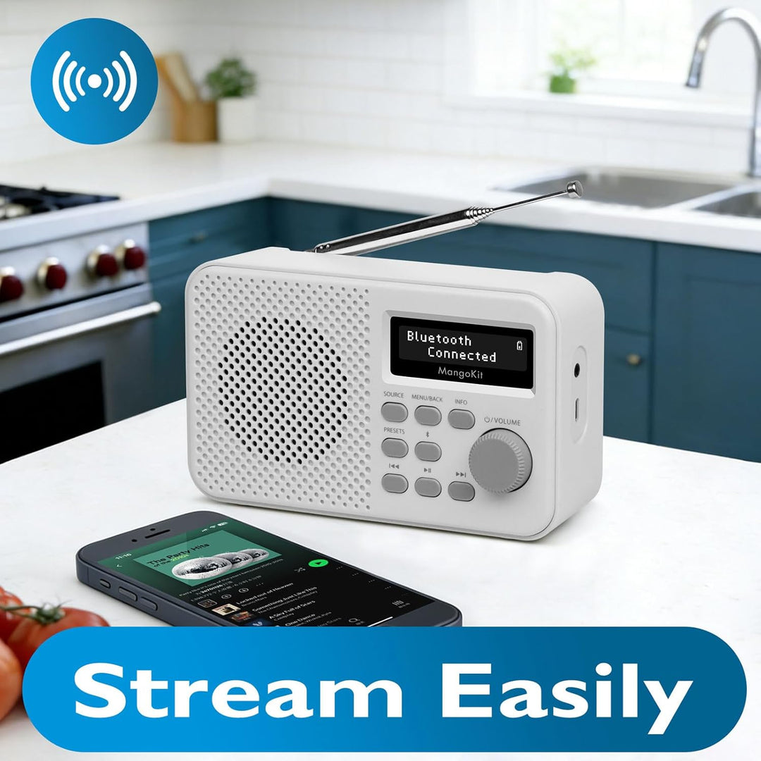 MD2 PLUS Tragbares DAB/DAB+/UKW Digitalradio,Bluetooth-Streaming,40 Speicherplätze,Klares Display,Ko