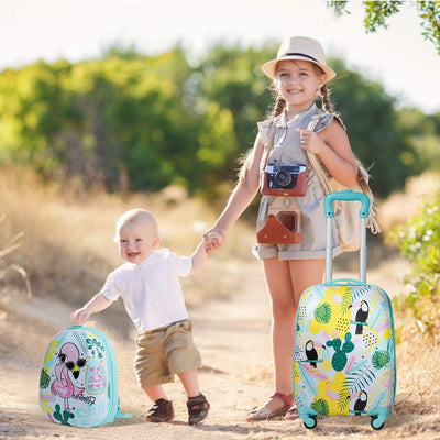 DREAMADE 2tlg. Kinderkoffer mit Rucksack, 16” + 12” Kinderkoffer Set , Kindertrolley Kindergepäck Ha