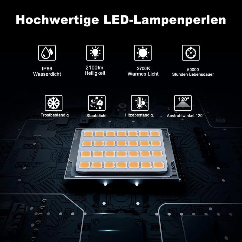 MEIKEE LED Strahler Aussen 25W LED Fluter Superhell 2100LM Aussenstrahler 2700K Warmweiss IP66 Wasse