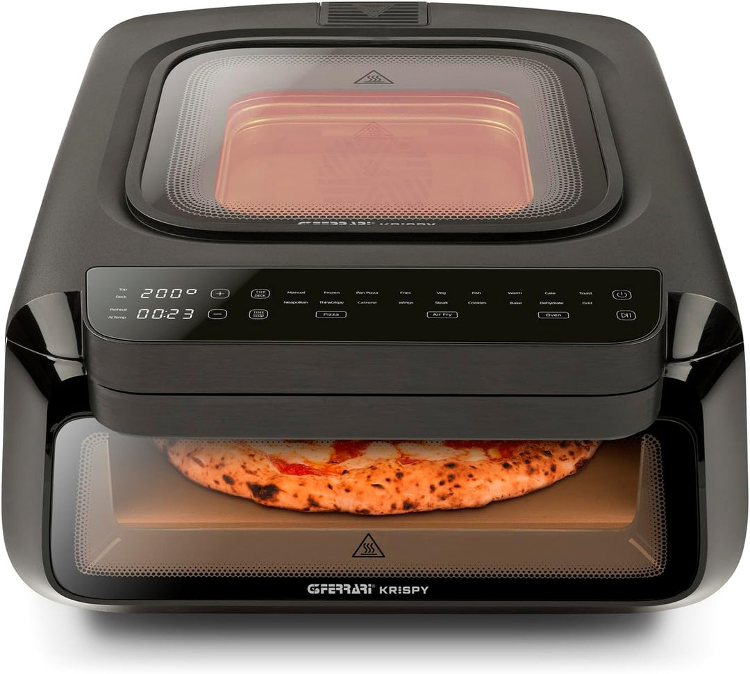 G3 Ferrari G10225 Krispy Pizzaofen und Heissluftfritteuse, Multifunktion, 2100 W, 13 L, HOBLO-Techno