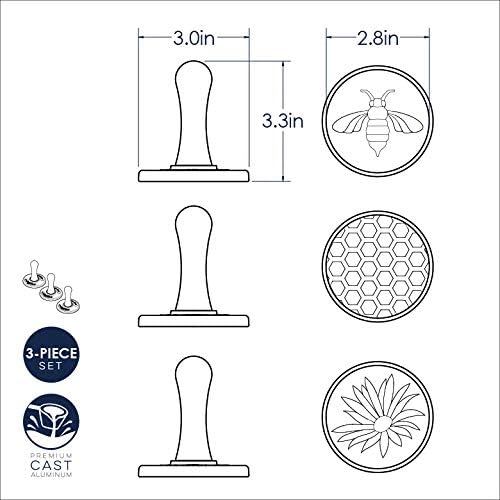 Nordic Ware Keksstempel, silber, Holzgriff, verschiedene Motive, Honigbiene, NW 01250 Honigbienen, H