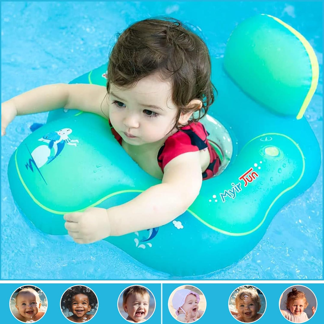 Baby Schwimmring mit UPF50+Sonnendach für ab 3-24 Monate,Aufblasbare Schwimmtrainer Schwimmhilfe Bab