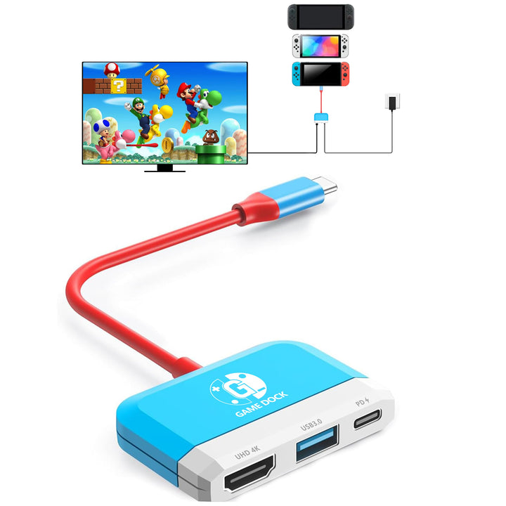 Switch Dock für Nintendo Switch/OLED Switch, 3-in-1 Mini Switch TV Dock mit 4K HDMI USB 3.0 Port USB