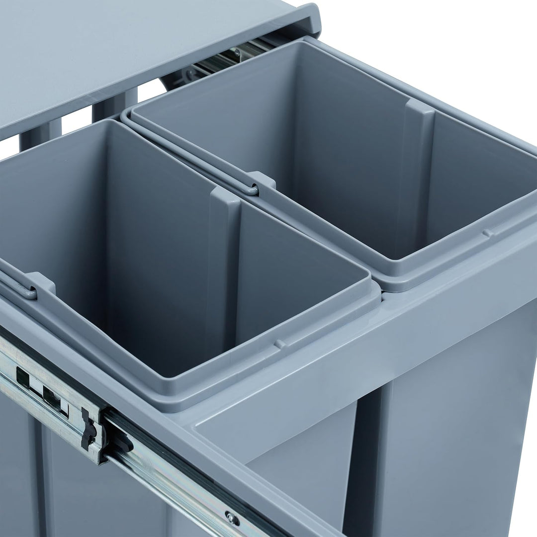 Relaxdays Einbaumülleimer Küche, Auszug, Müllsystem Unterschrank, Kunststoff, 4x je 8 l, HBT: 35,1 x