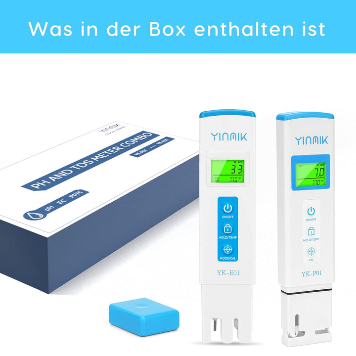 YINMIK Digitales pH Messgerät und TDS Tester Set, 3 in 1 PPM TDS EC Temperatur Messgerät für Trinkwa