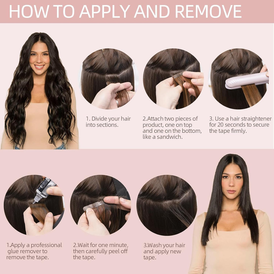 Silk-co Tape in Extensions Echthaar 40stk, Remy Tape Extensions Echthaar, Skin Weft Haarextensions K