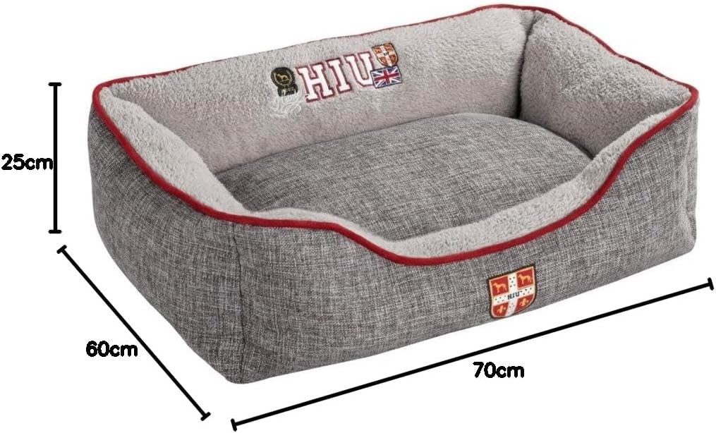 HUNTER Universtity Hundesofa, College-Style, Wendekissen, Plüschbesatz, 100 x 80 cm, grau grau 100 x